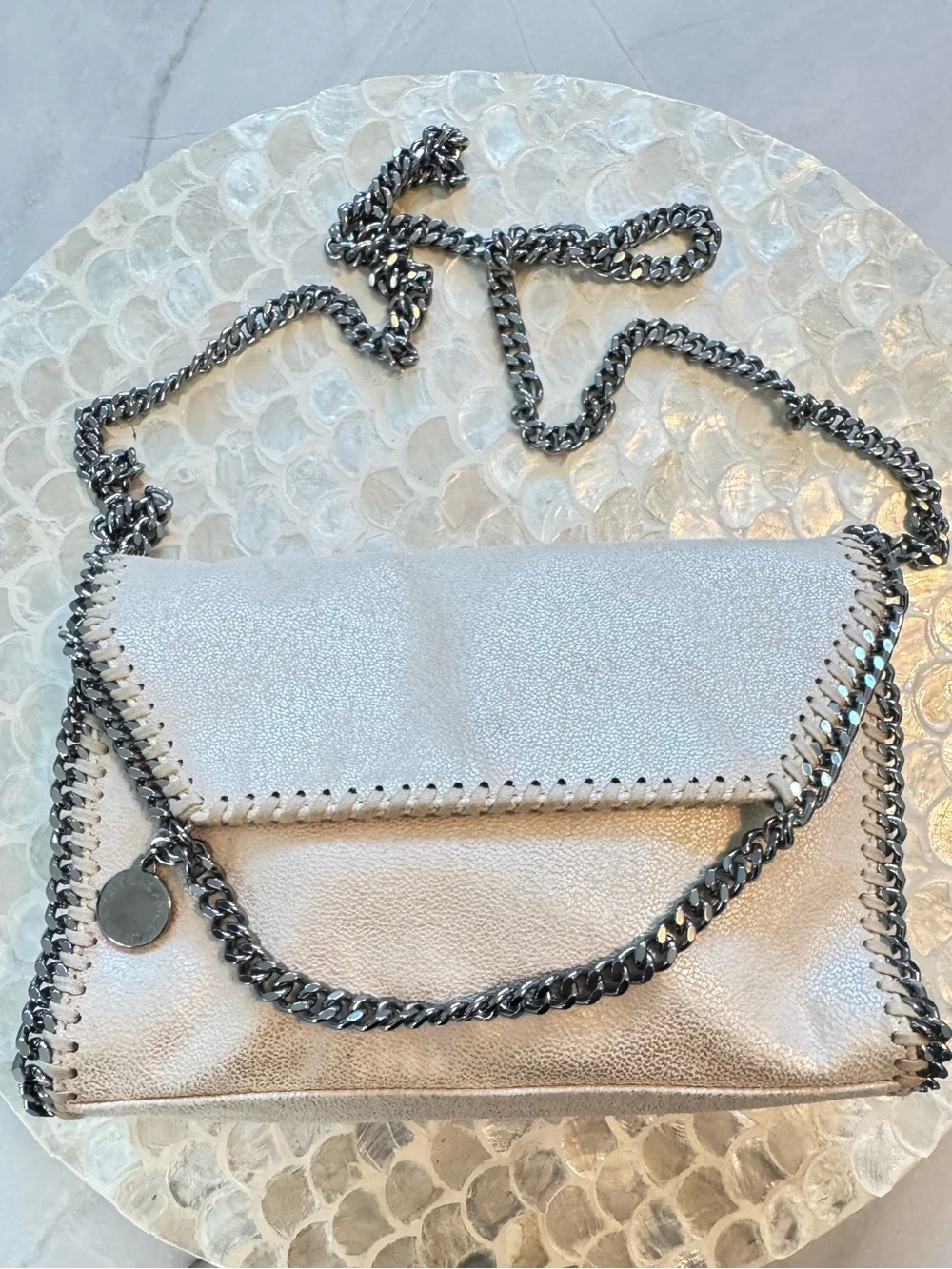 Stella McCartney Fabella Vegan Faux Suede Beige Crossbody